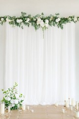 Ling’s Moment White Wedding Backdrop Curtain. 1, 5ft X 10ft Panel And 2 Tiebacks