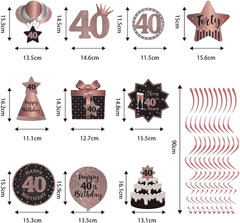 Happy 40Th Birthday Party Hanging Swirls Streams Ceiling Decorations, Celebratio