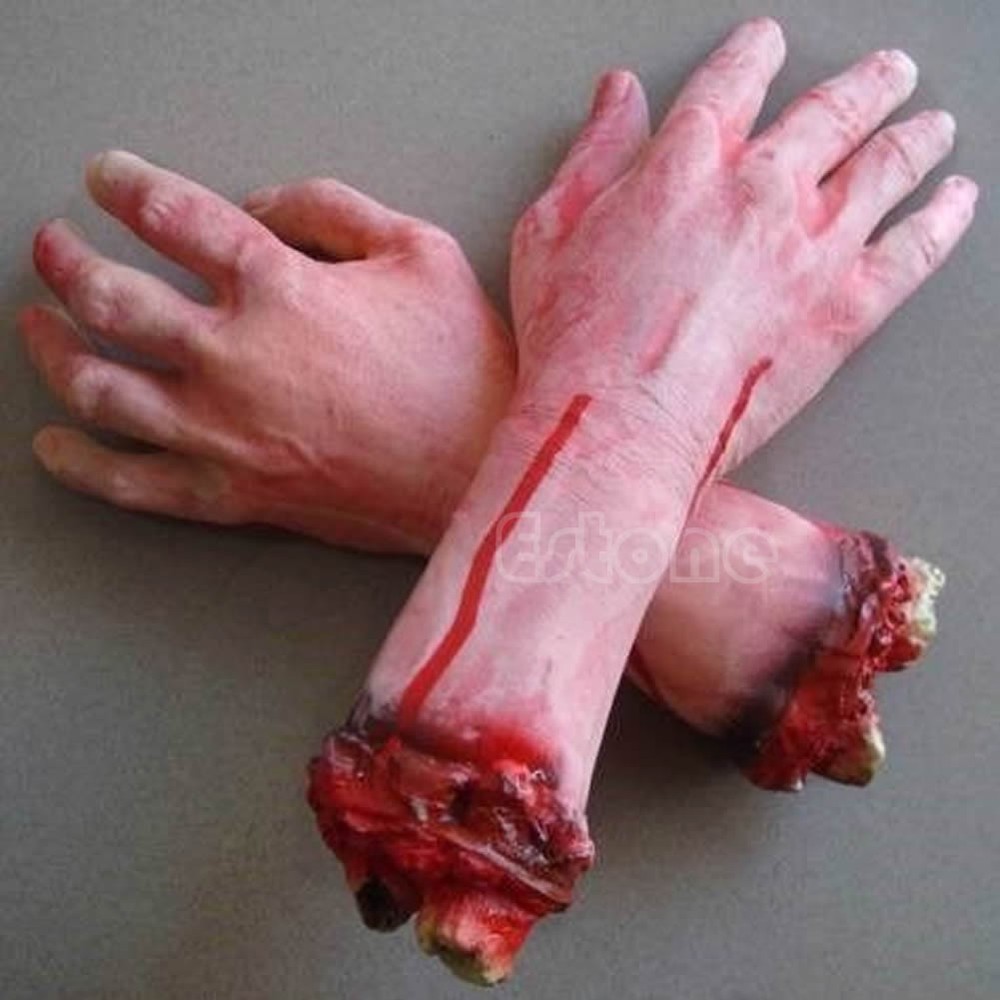 Halloween Blood Hand Horrifying Broken Arm Fake Latex Life Size Arm Hand Scary