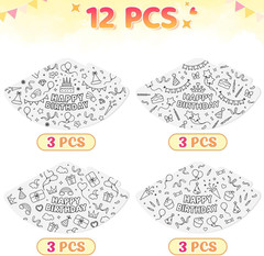 12 Pcs Birthday Party Hats Assorted Themes Cone Paper Headbands | Multiple…