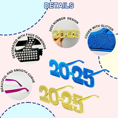 New Years Eve Party Supplies Decorations 2025-8PCS, NYE Glasses Party Favors