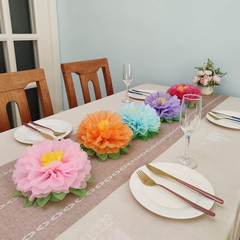 Colorful Fiesta Paper Flowers (9»-7» Assorted) Set of 10 Outdoor Decoration Ki