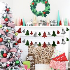 VILIFEVER 2 Pieces Felt Christmas Tree Garland Banner Red, White and Green