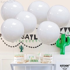 , White Mylar Balloons – 22 Inch, Pack of 6 | Round White Foil Balloons for B…