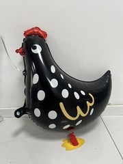 8 PCS Walking Chicken Balloons, Aluminum Foil Chicken Party Decorations White an