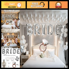 40in Silver BRIDE Balloons, Bridal Veil, Sash & Heart Balloons – Bachelorette De