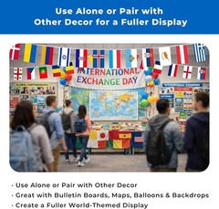 Country Flags Banner 82ft Polyester International Flags of the World Classroom