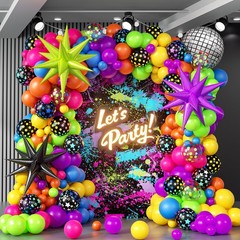 147pcs Neon Balloon Arch Kit, Neon Party Decorations with Yellow Hot Pink Lim…