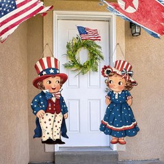 Patriotic 2-Piece Hanging Signs for Independence Day & Memorial Day Decor