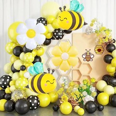 Bee Balloons and Daisy Flower Balloons – 8 Pcs Yellow and Black Bumble bee Fo…