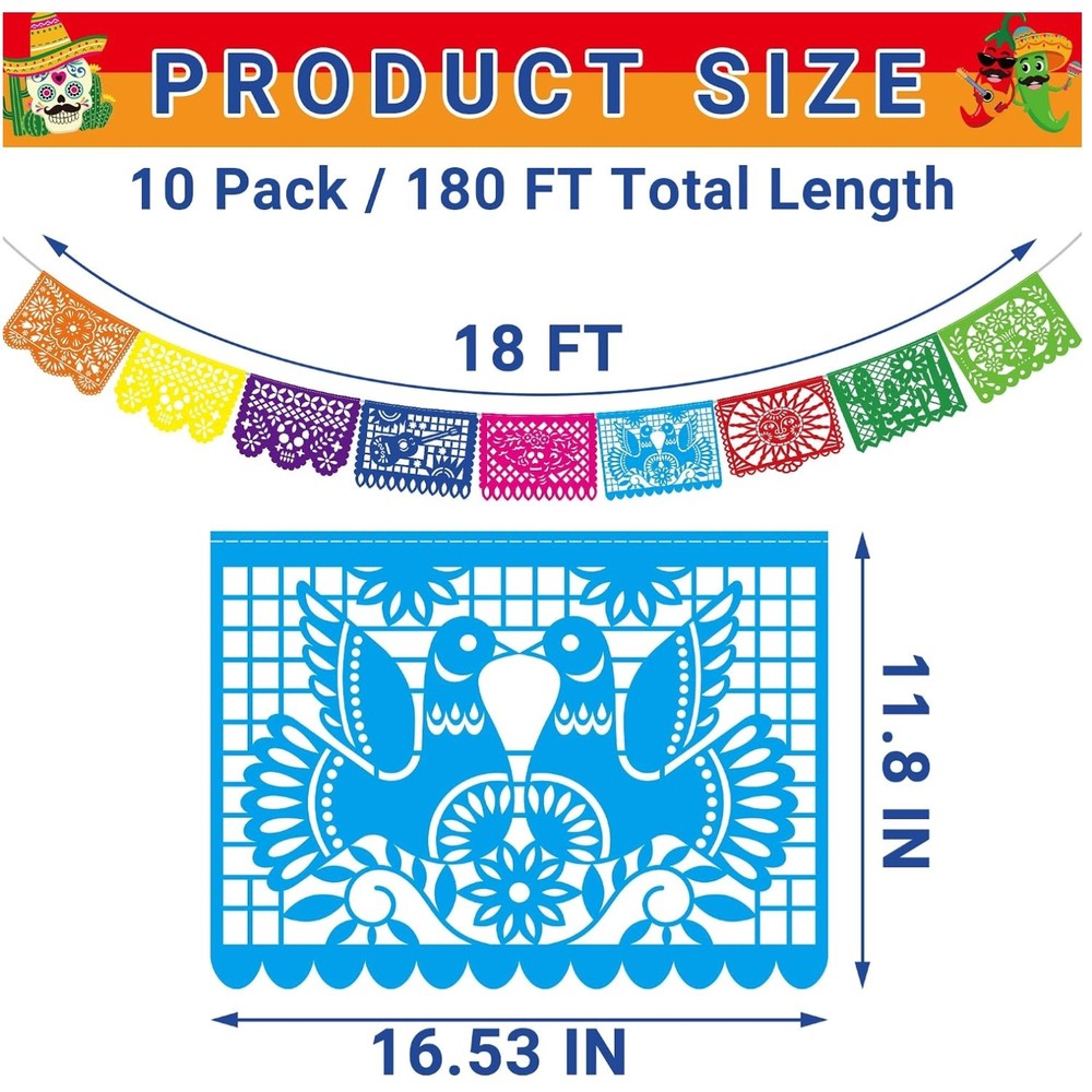 Double-Sided Mexican Fiesta Banners – 10 Pack