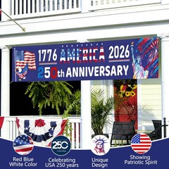 250th Anniversary American Banner, 1776-2026 250 Years USA Birthday Banner, 1…