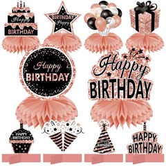 10 Pcs Rose Gold Birthday Honeycomb Centerpieces Table Topper Bday Decor