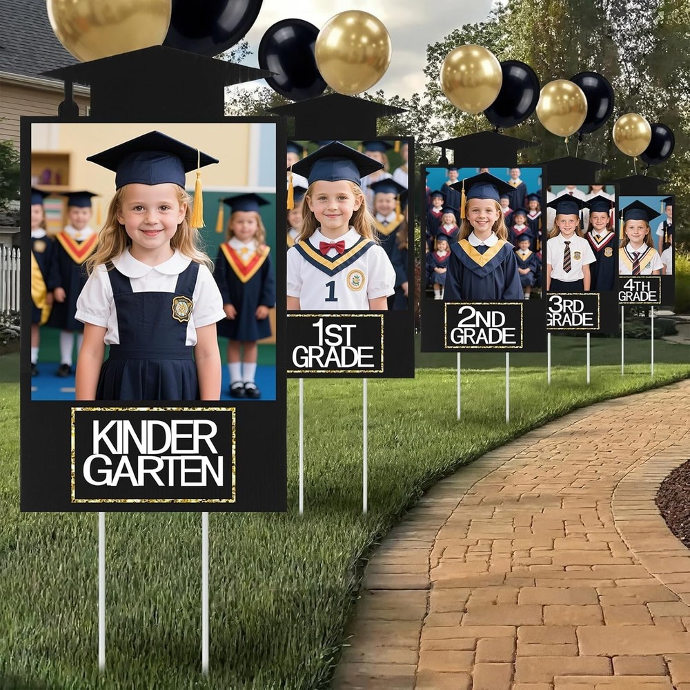2026 Graduation Decorations– K–12 Photo Display Yard Signs with Stakes, Schoo