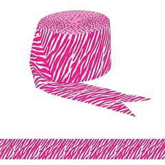 Pink and White Zebra Print Crepe Decorative Streamer Birthday Party Supplies 1ct