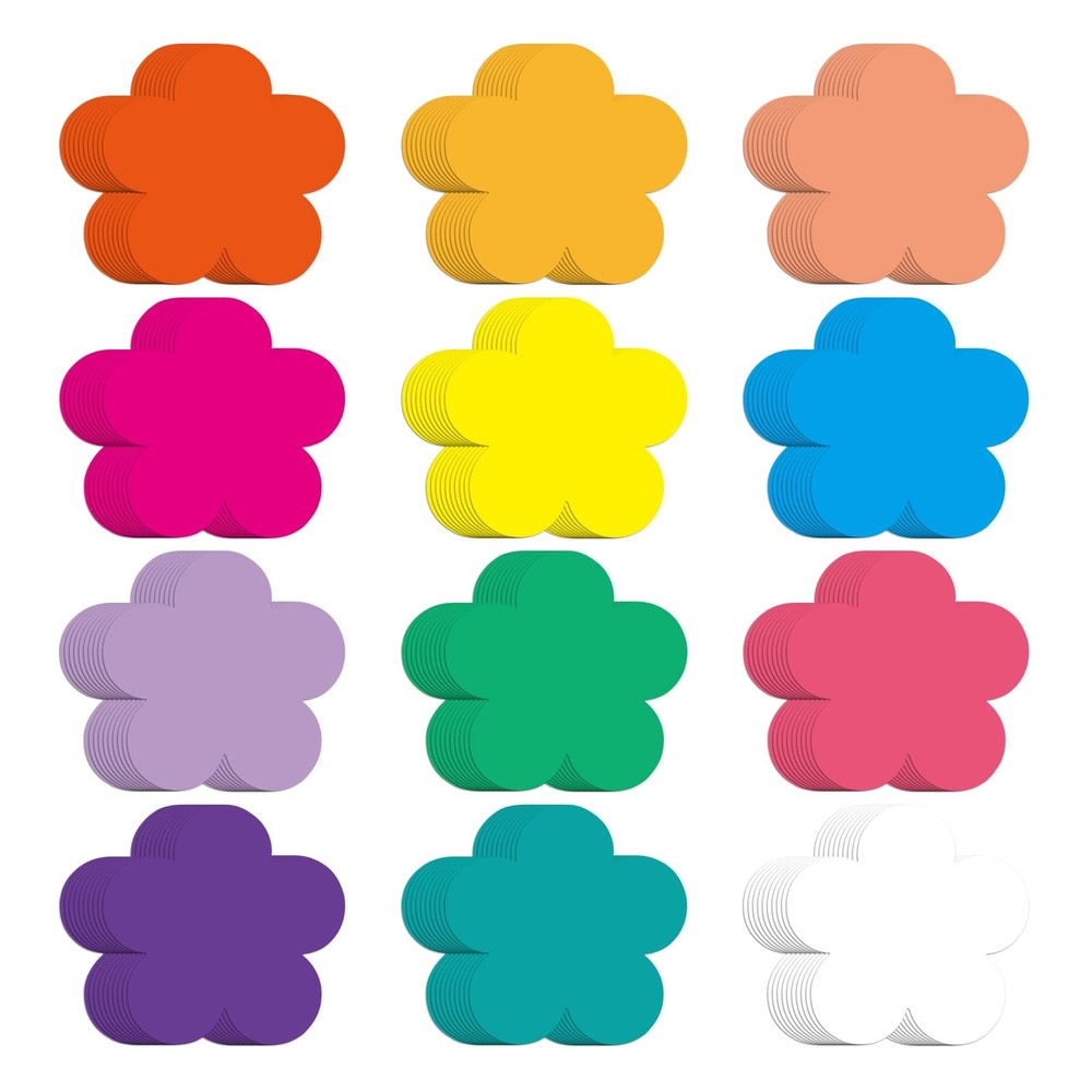 120Pcs Flowers Cutout, Spring Summer Paper Cutouts, Floral Bulletin Board Decor