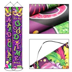 Mardi Gras Banner New Orleans Porch Hanging Purple Welcome Sign Masquerade Party