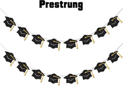Class of 2026 Graduation Cap Banner Pre-Strung Congrats Grad Party Decor Set