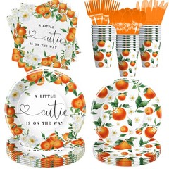 HIPVVILD Little Cutie Baby Shower Decorations Tableware, Fruit Orange
