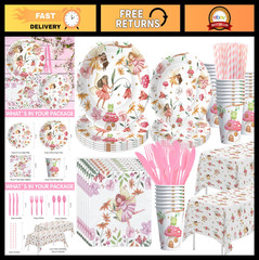 Fairy Party Decorations Set – Enchanted Forest Tableware, Plates, Cups, Napkins