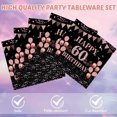 40Pcs 60Th Birthday Decorations for Women Vintage Black Rose Gold 1966 60 Years