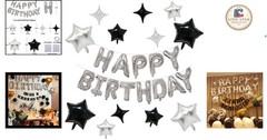 DIY Photo Booth Backdrop with Silver and Black Birthday Balloon Decoration Kit