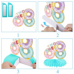 Two Sweet Donut Ice Cream Theme 2nd Birthday Honeycomb Centerpieces 12 Pcs