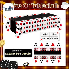 3 Pcs Casino Theme Party Decorations Poker Tablecloth Poker Plastic Disposable T