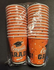FREE Orange 25 Cups Congrats GRAD Graduation Party Paper 2024 or Any Year NEW US