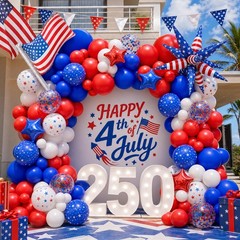 168pcs Red White and Blue Balloon Garland Arch Kit,Patriotic Decorations
