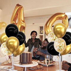 4 Set Balloon Centerpieces for Table,Balloon Stand Kit for Party Black Gold