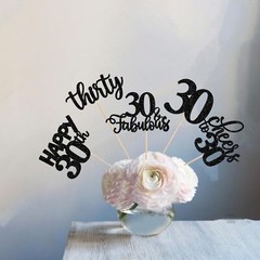 15-Pack Black 30th Birthday Centerpiece Sticks Cheers to 30 Years Table Toppers