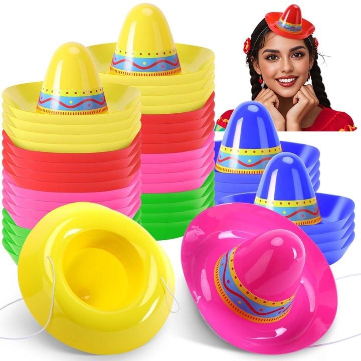 Mini Mexican Plastic Sombreros Cinco De Mayo Top Hat Accessories Decoration