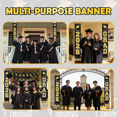 Graduation Decorations 2026 Set – Congrats Grad Banner, Class of 2026 Backdrop