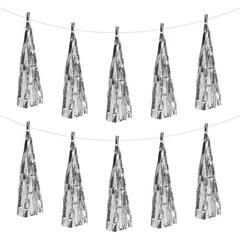 15Pcs Silver Tassel Garland Banner with Rope Tissue Paper Tassels Party DIY Kits