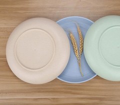 LuckyZone 7.8 Inches Unbreakable Wheat Straw Plates – Inches, Beige