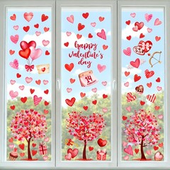 6 Sheet Valentines Day Decorations Heart Window 24 x 36 inches, Pink