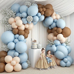 412Pcs Dusty Blue and Brown Balloon Arch Kit, 5 10 12 18Inch Bear Baby Shower De