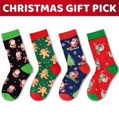 Kid’s Christmas Stocking Socks Xmas Santa Socks for Boys Girls with Card