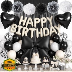 Adorely Black Bow Birthday Decorations