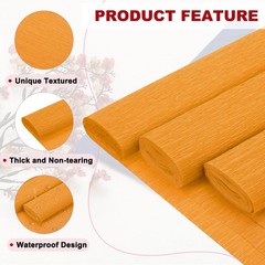 6 PCS Orange Yellow Crepe Paper Roll 8.2ft Long 9.84 Inch Wide Festival Decor