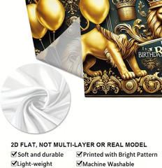Black and Gold Party Decorations Banner 71×43 Inch, Large Happy Birthday Backdro