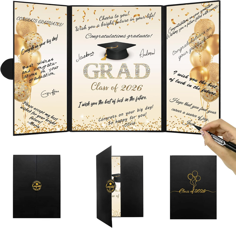 Black Gold Graduation Party Decorations, Class of 2026 Congratulations Graduates