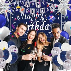 Navy Blue Birthday Decorations for Men Boys Women Girls, 80 PCS Blue and
