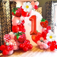 First Decor – 40 Inch Foil Red Number 1 Balloons – Strawberry Balloons for Fi…