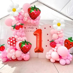 First Decor – 40 Inch Foil Red Number 1 Balloons – Strawberry Balloons for Fi…