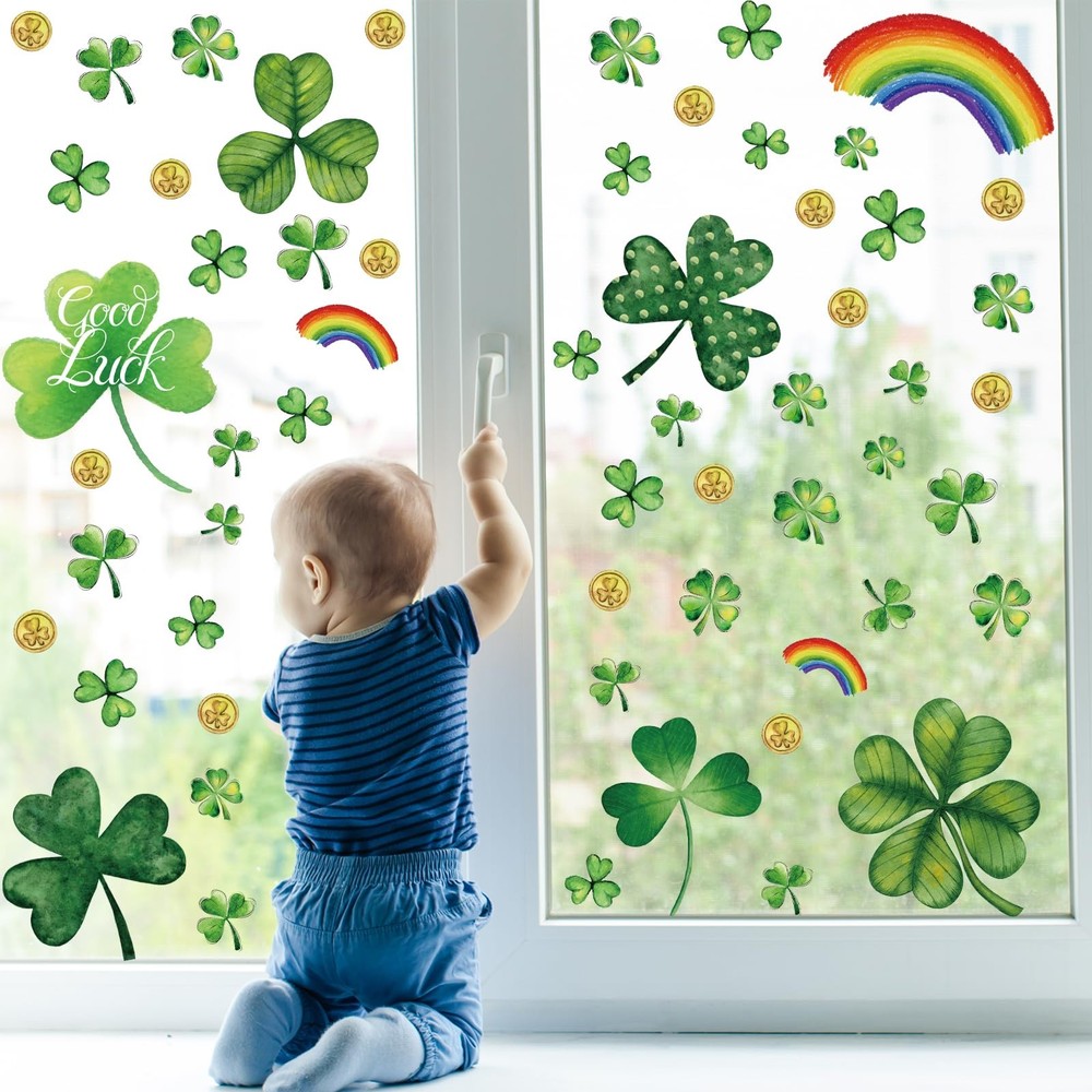 St Patricks Day Decorations,St Window 9 x 10 x 0.3 inches, Green