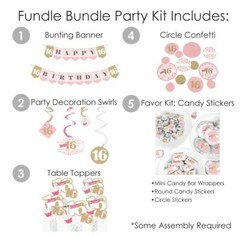 Big Dot of Happiness Sweet 16-16th Birthday Party Decoration Kit – 387 pc Bundle