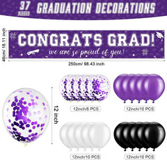 37Pcs Class of 2026 Graduation Banner Balloons Set Congrats Grad Party Decor