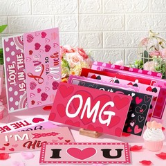 24 Designs Valentines Photo Booth Props Double Sided 11×5.5 Inch Red Pink Heart
